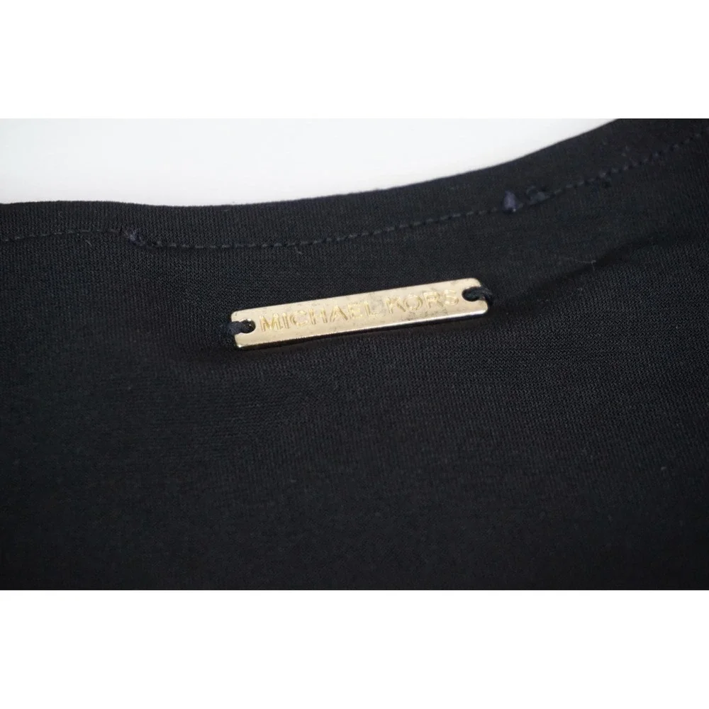 Michael Kors Cold Shoulder Dress Black Short Sleeve XS QU08F8J3TW Basics NWT - Picture 7 of 7